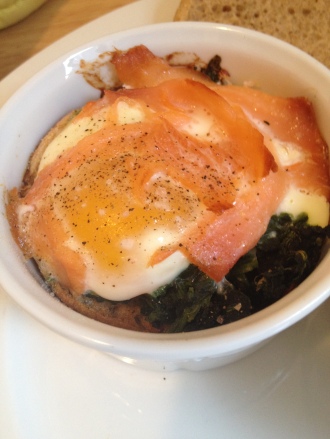 Smoked Salmon and Spinach Baked Eggs