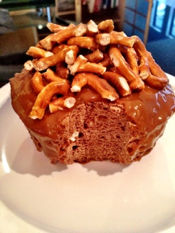 Chocolate Almond Pretzel Mug Cake